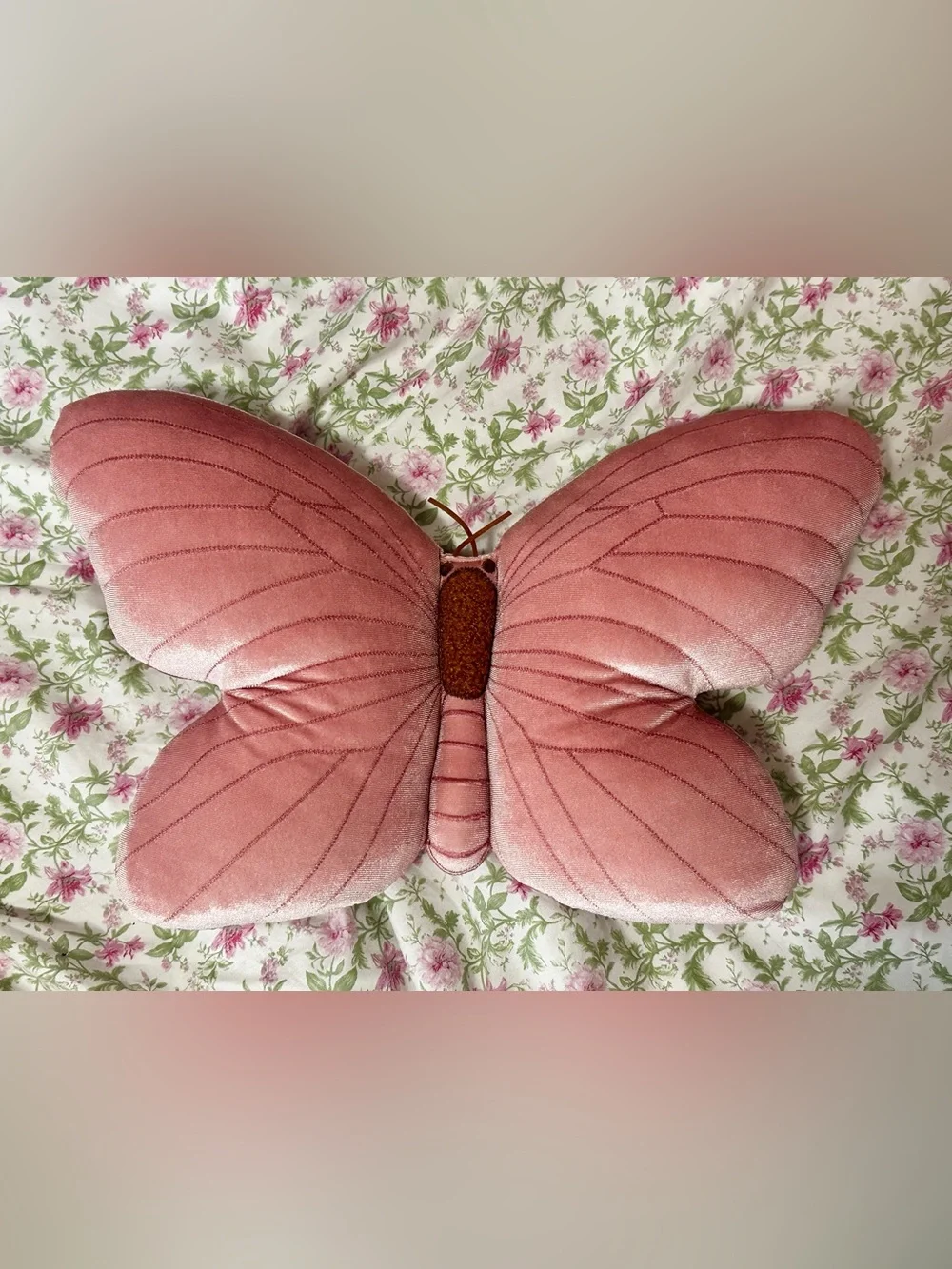 Plush Butterfly Throw Pillow in Dusty Rose